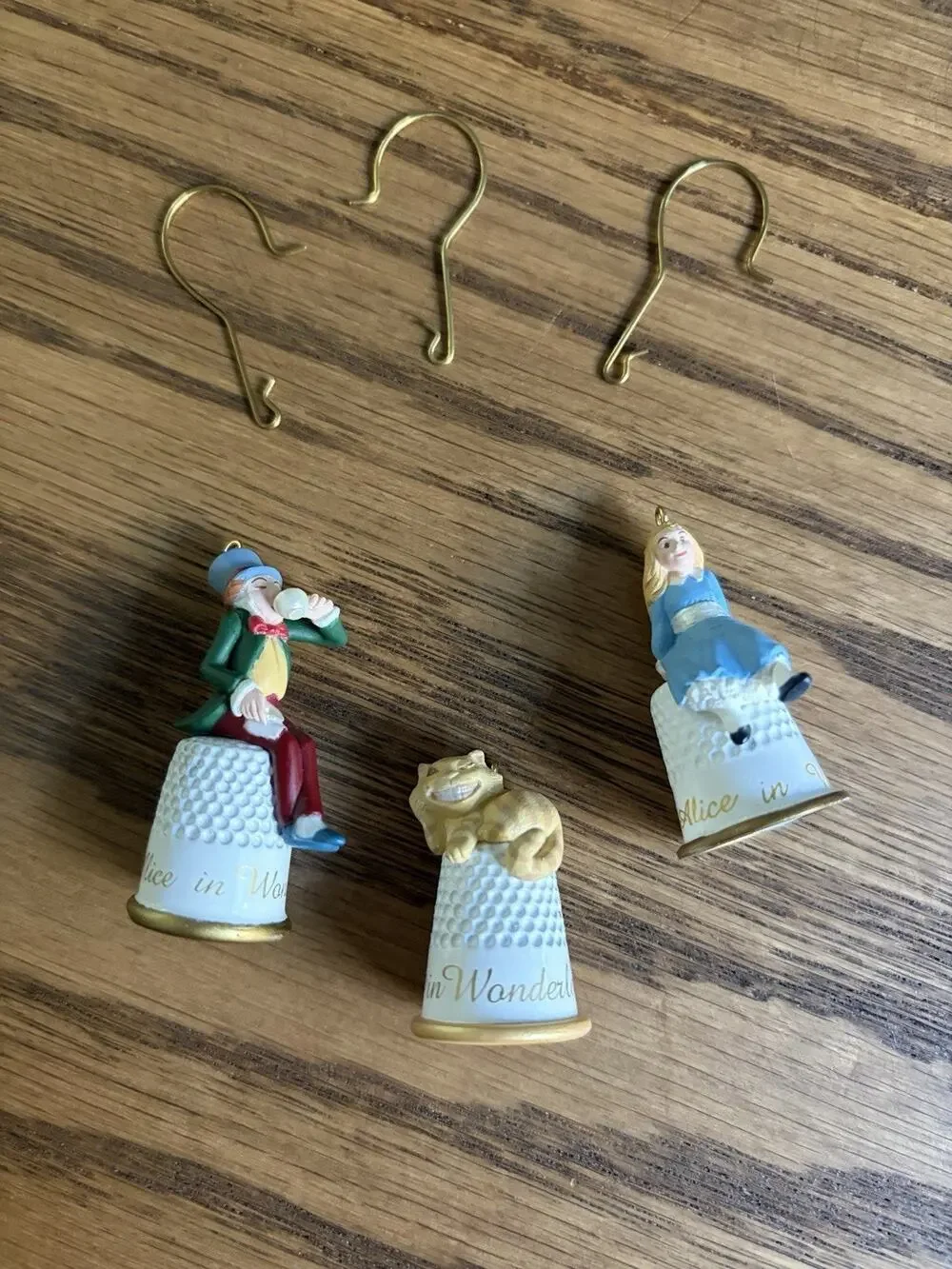 Vintage 1990s Hallmark Mini Ornaments Alice in Wonderland Ornament Lot of 3